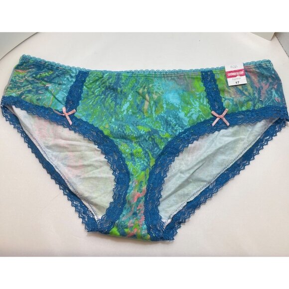 Cosmopolitan Women's Hipster Panties 8/XL - Psychedelic Camo & Lace Trim NWT! - Picture 1 of 9
